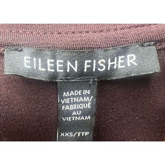 Eileen Fisher Tencel Stretch Jersey Boatneck Dark Brown T NWT Size XXS - Picture 3 of 6